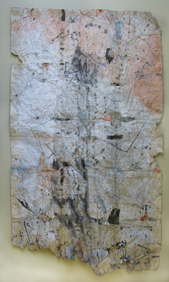 Folded Piece 12, Watercolour on paper, collage, 71”x 40”, 2018