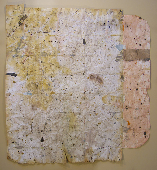 Folded Piece 16, Watercolour on paper, collage, 56”x 50”, 2019